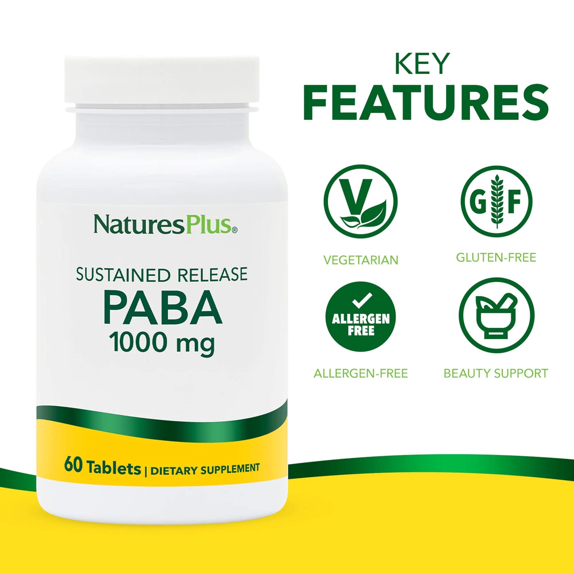 [미국 Natures Plus] PABA 1000mg 60정