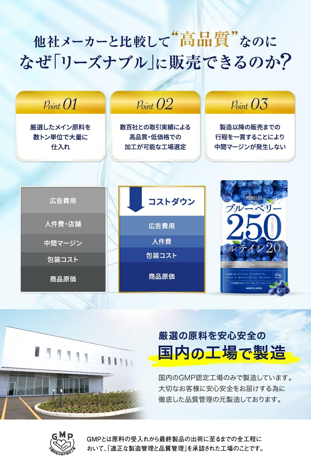 퓨어랩 블루베리 250mg 루테인 20mg 영양제 (30일분) 【2개 세트】